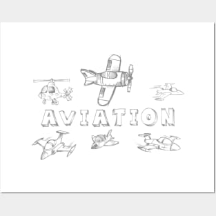 Aviation Pen Drawing Cartoon Posters and Art